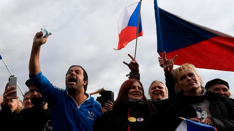 Corona-Proteste in Prag