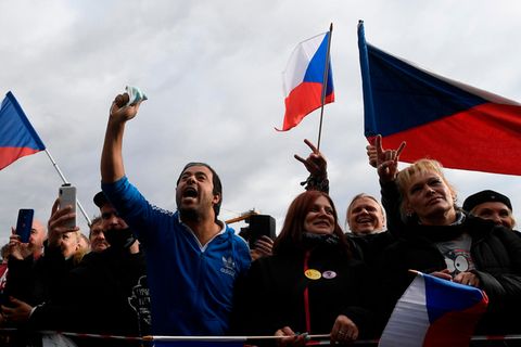 Corona-Proteste in Prag