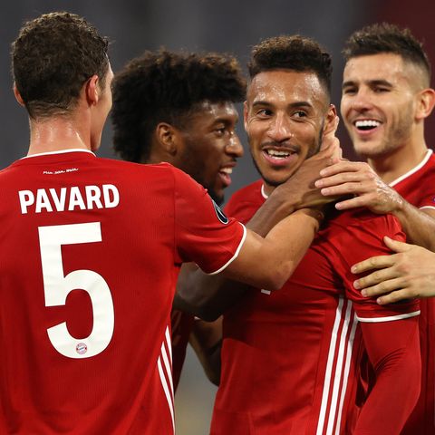 Corentin Tolisso erzielte das dritte Tor der Bayern gegen Atletico aus der Distanz, die Mitspieler freut's