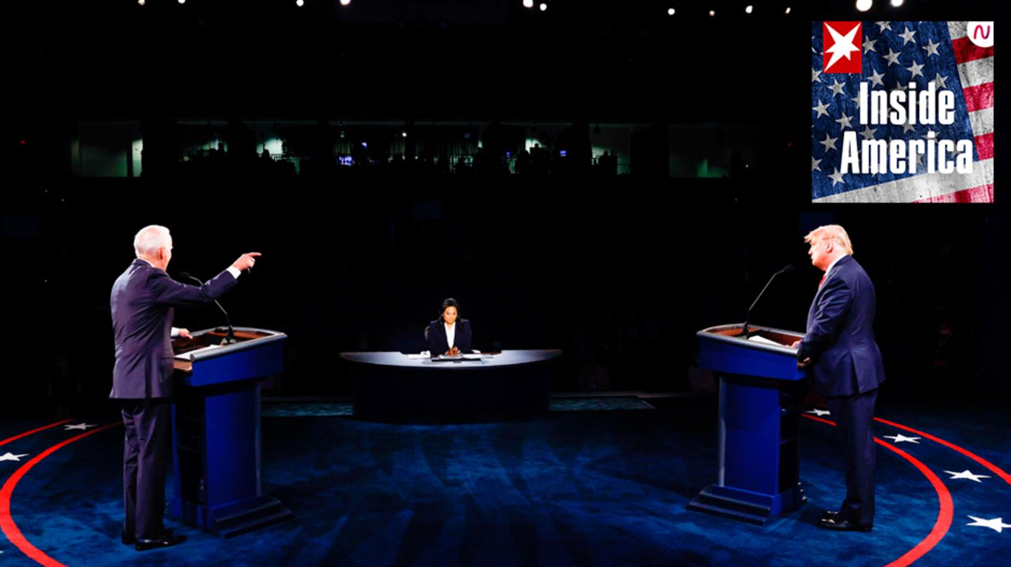 US-Präsident Donald Trump (r.) und sein Herausforder Joe Biden bei ihrem TV-Duell in Nashville