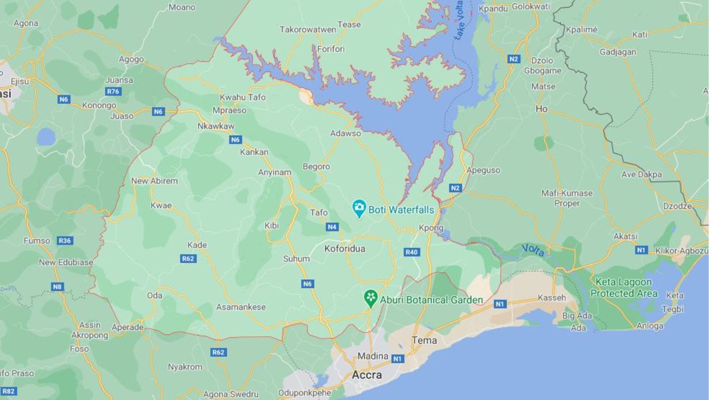 Eine Landkarte zeigt Ghana