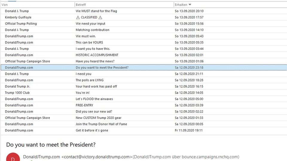 Postfach mit Trump-Mails