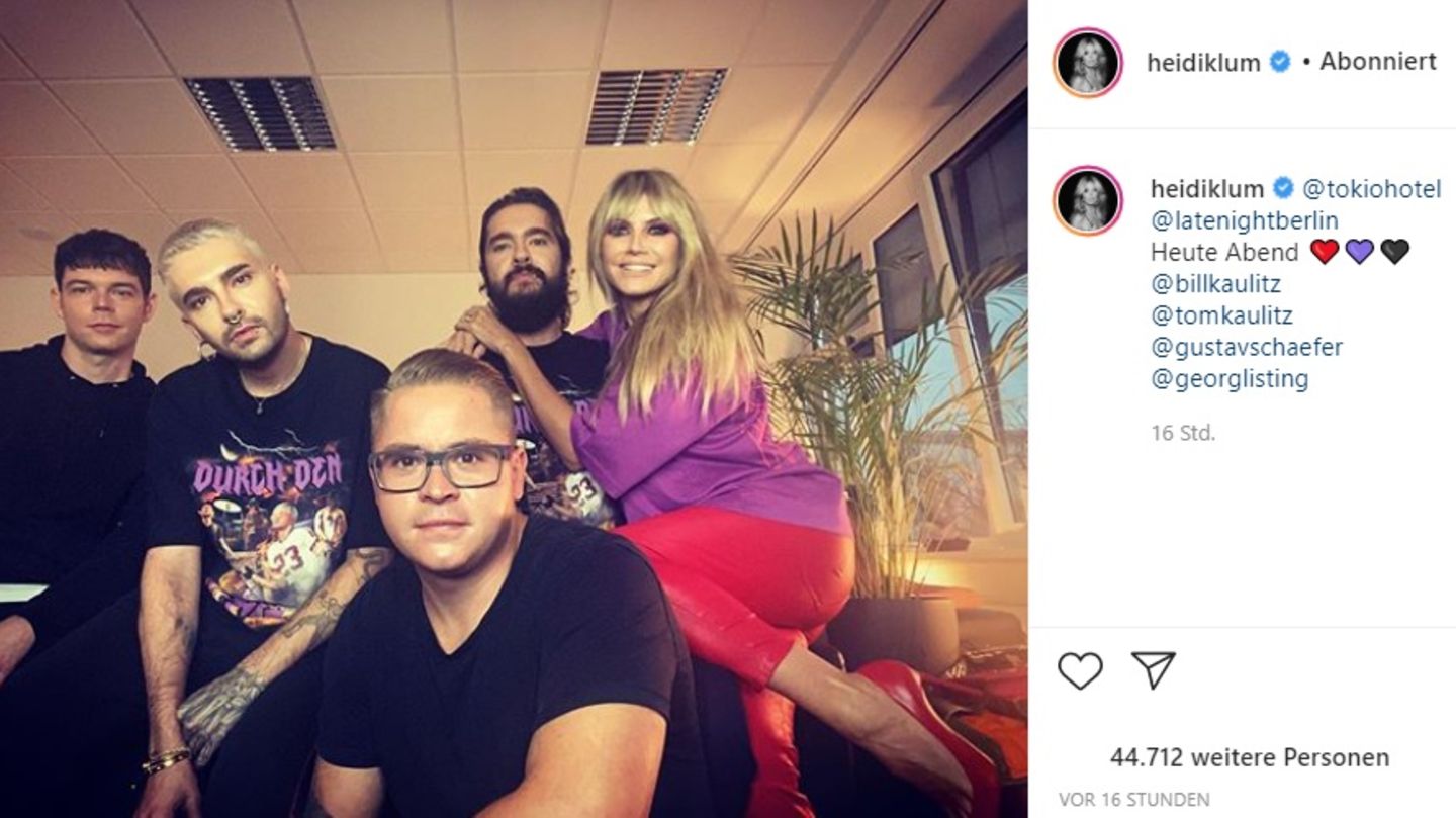 Tokio Hotel waren zu Gast bei "Late Night Berlin" - Heidi Klum saß im Publikum