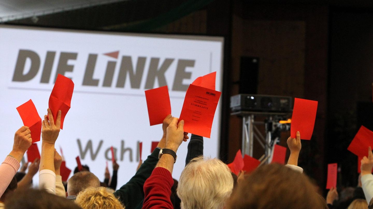 Delegierte stimmen auf einem Parteitag der Linken ab (Archivfoto)