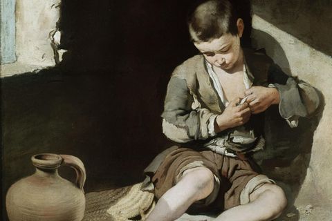 Bettelnder Knabe von Bartolome Esteban Murillo (1618-1682) um 1645. Öl auf Leinwand, 137 x 115 cm. Inv.Nr. 933 Paris, Musee du Louvre.