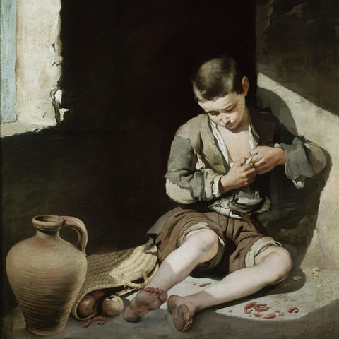 Bettelnder Knabe von Bartolome Esteban Murillo (1618-1682) um 1645. Öl auf Leinwand, 137 x 115 cm. Inv.Nr. 933 Paris, Musee du Louvre.