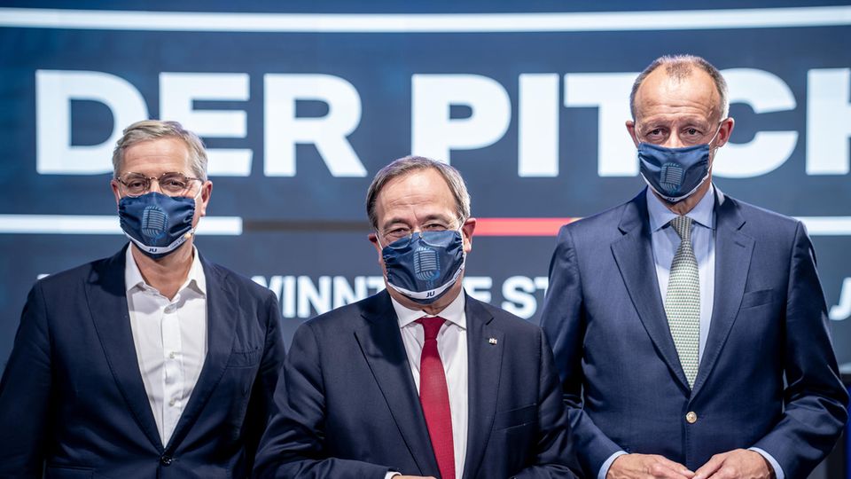 Die drei Kandidaten für den Bundesvorsitz der CDU: Norbert Röttgen, Armin Laschet und Friedrich Merz (v.l.n.r.)