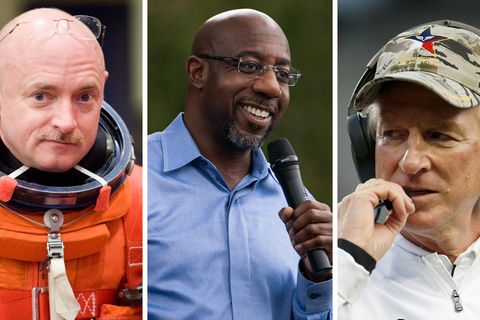Die Demokraten Mark Kelly und Raphael Warnock sowie der von Trump unterstützte Tommy Tuberville (v.l.)