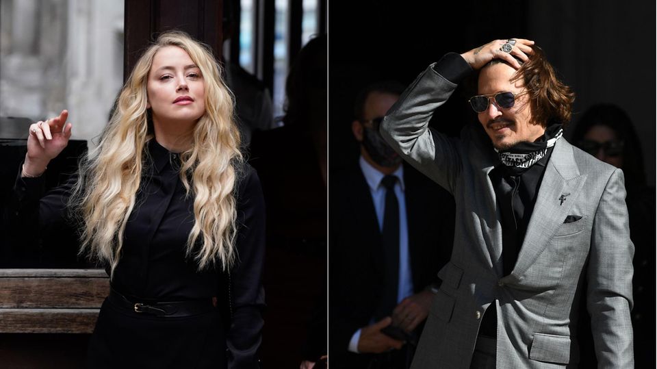 Amber Heard und Johnny Depp im Juli vor dem Gericht in London