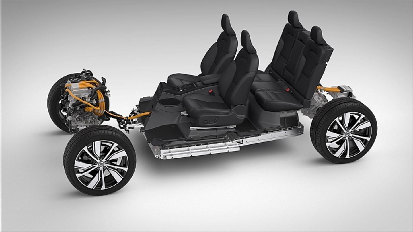 Der Antriebsstrang des Volvo XC40 Recharge mit einem elektrischen Allradantrieb