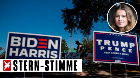 Wahlplakate in Florida werben für Joe Biden sowie für Präsident Donald Trump