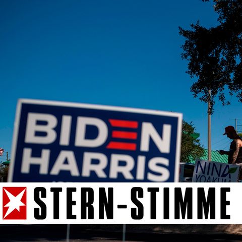 Wahlplakate in Florida werben für Joe Biden sowie für Präsident Donald Trump