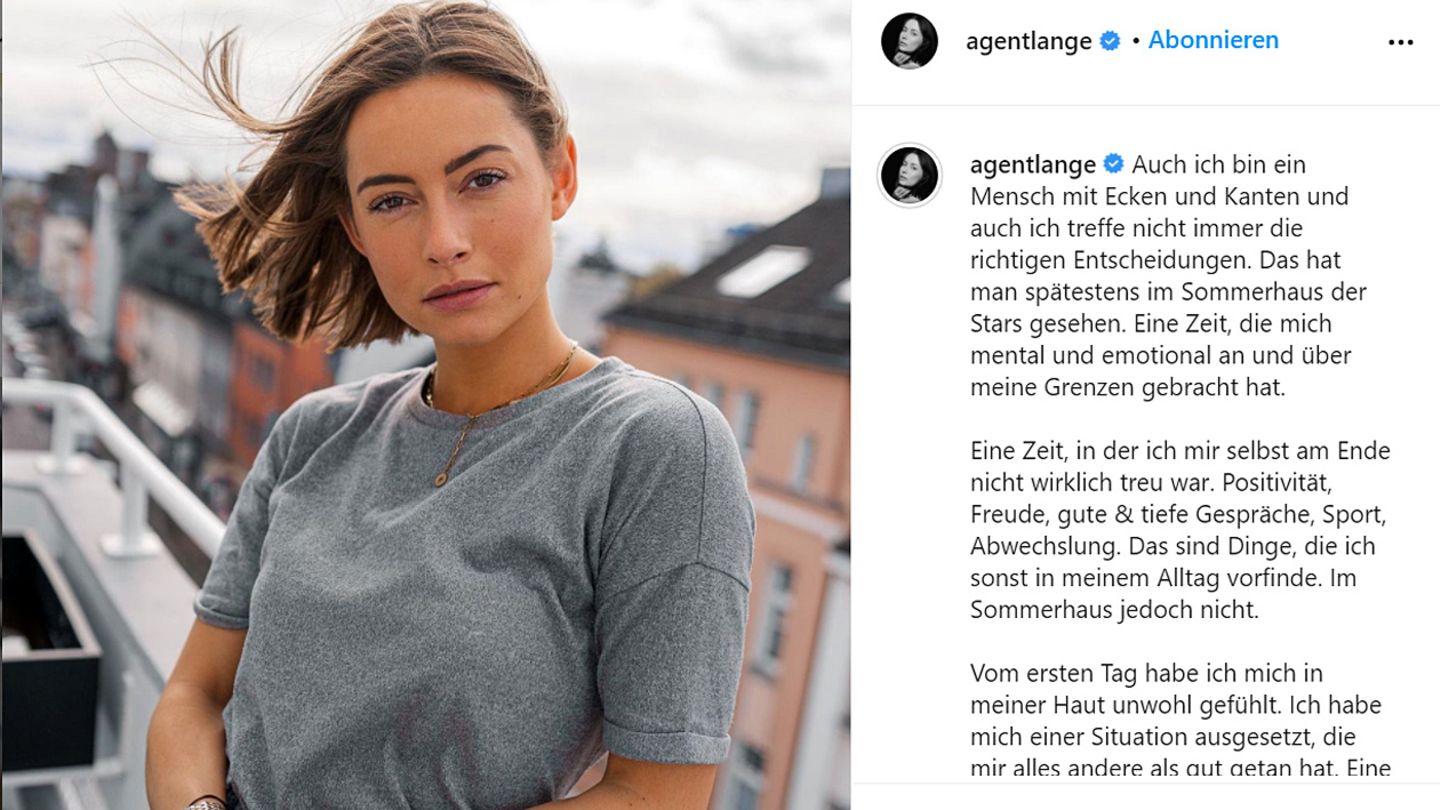 Jennifer Lange äußert sich auf Instagram zum "Sommerhaus der Stars"