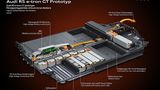 Die Batterie des Audi RS e-tron GT hat eine Kapazität von die 93,4 Kilowattstunden (85,9 kWh netto)