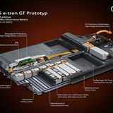 Die Batterie des Audi RS e-tron GT hat eine Kapazität von die 93,4 Kilowattstunden (85,9 kWh netto)