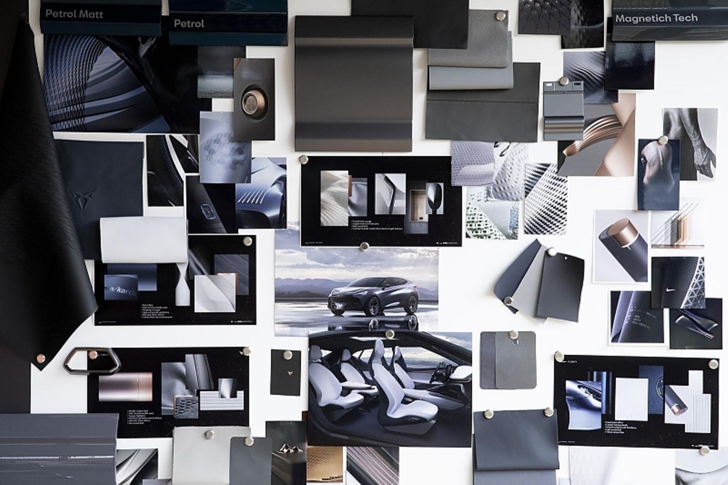 Eine Pinwand des Designteams in der Casa Seat