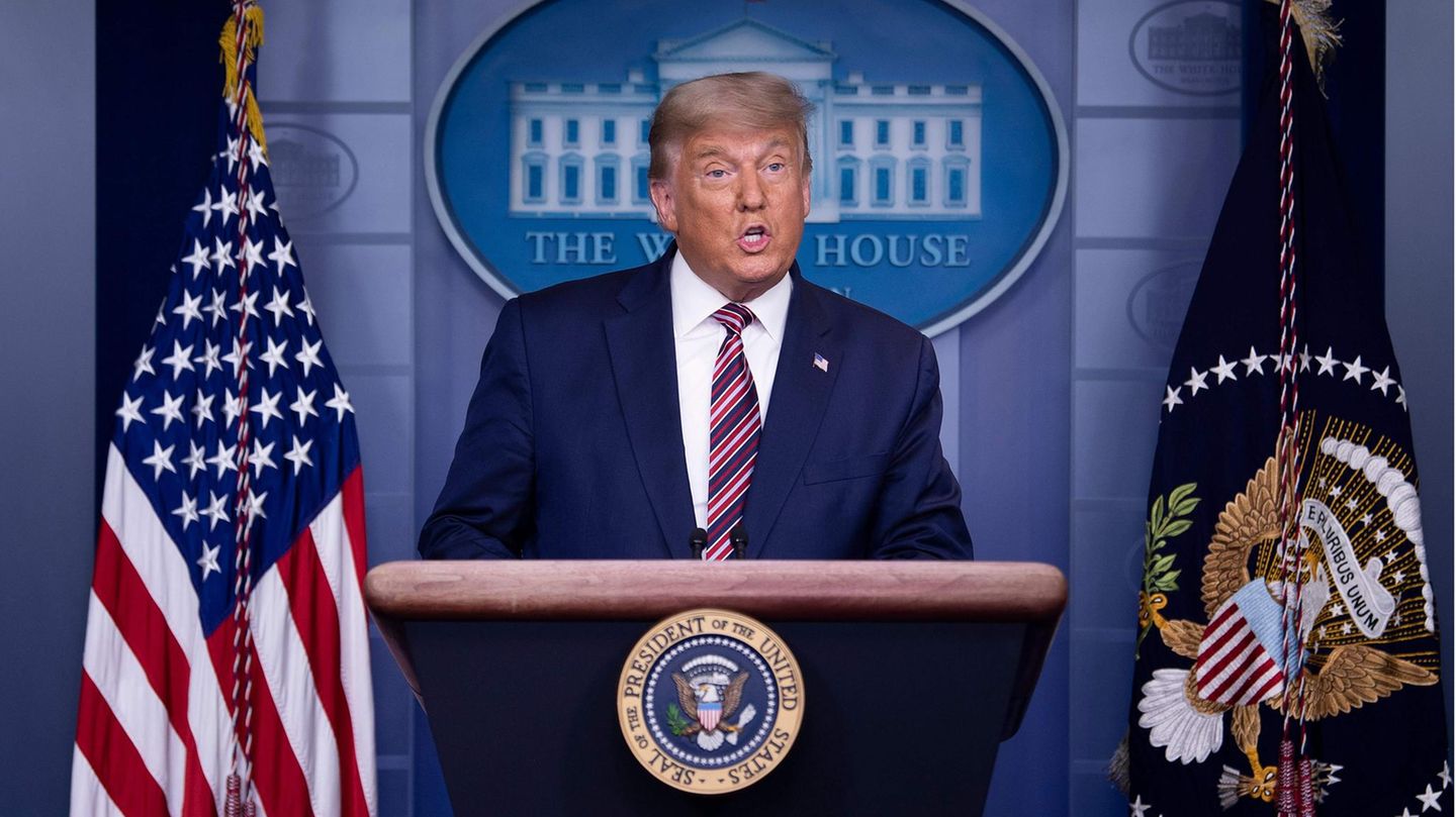 US-Präsident Donald Trump im Brady Briefing Room des Weißen Hauses