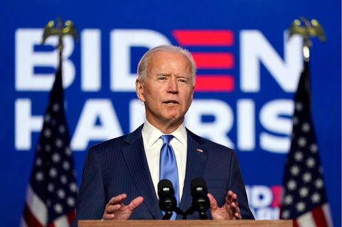USA, Wilmington: Joe Biden, Präsidentschaftskandidat der Demokratischen Partei und ehemaliger Vizepräsident, hält eine Ansprache