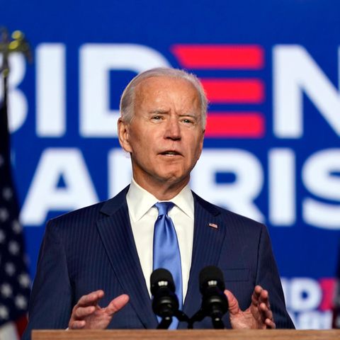 USA, Wilmington: Joe Biden, Präsidentschaftskandidat der Demokratischen Partei und ehemaliger Vizepräsident, hält eine Ansprache