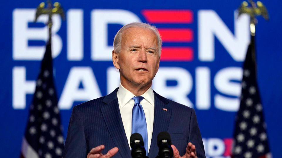 USA, Wilmington: Joe Biden, Präsidentschaftskandidat der Demokratischen Partei und ehemaliger Vizepräsident, hält eine Ansprache