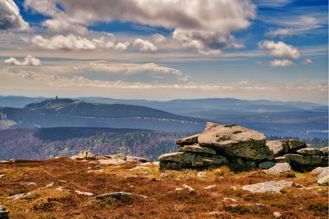 Aussicht vom Brocken über das Harzgebirge