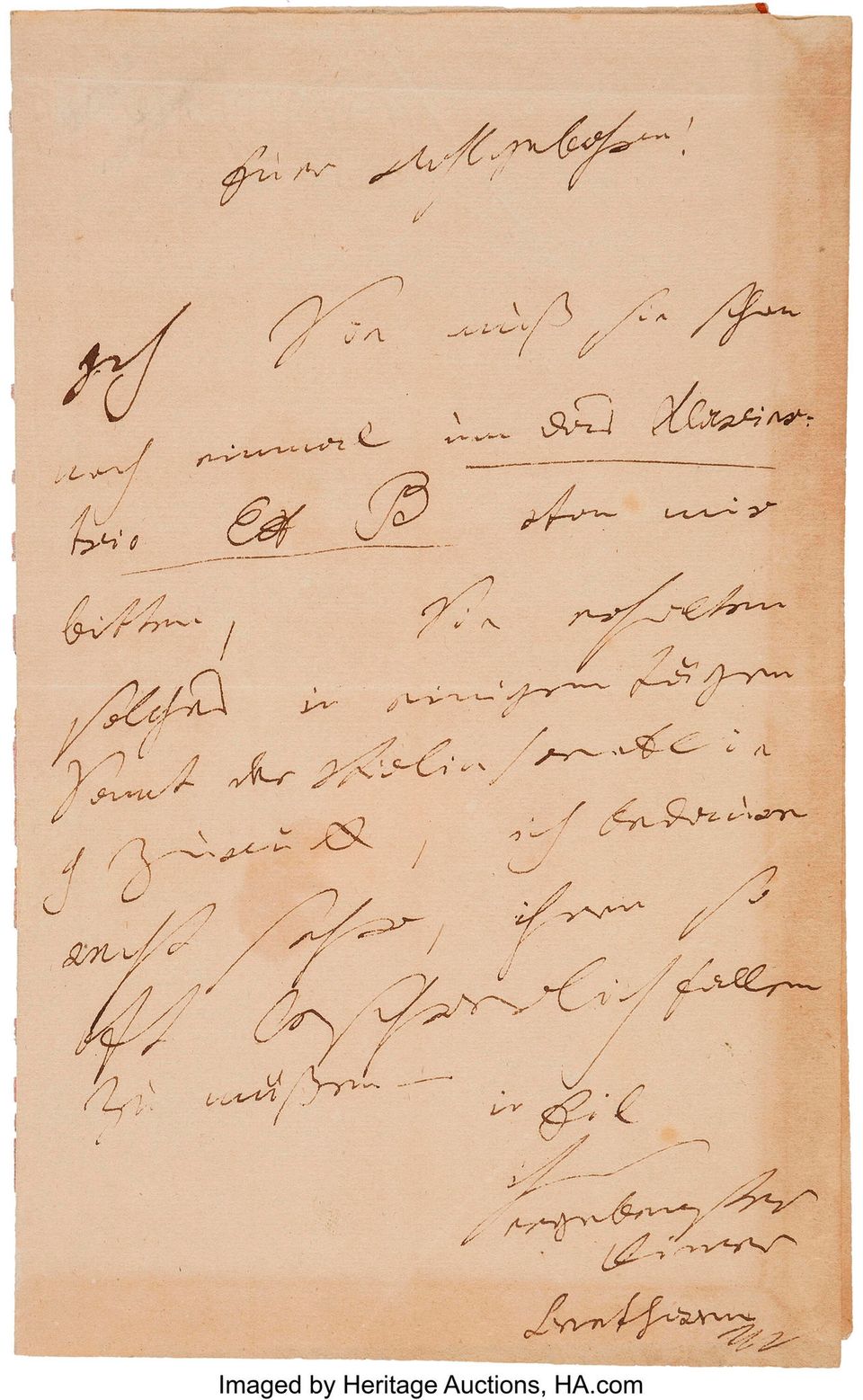 Brief des Komponisten Ludwig van Beethoven Ein Brief des Komponisten Ludwig van Beethoven