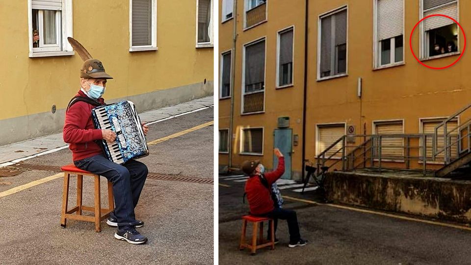 81-jähriger Italiener spielt seiner Frau Ständchen vor dem Krankenhaus