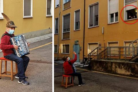 81-jähriger Italiener spielt seiner Frau Ständchen vor dem Krankenhaus