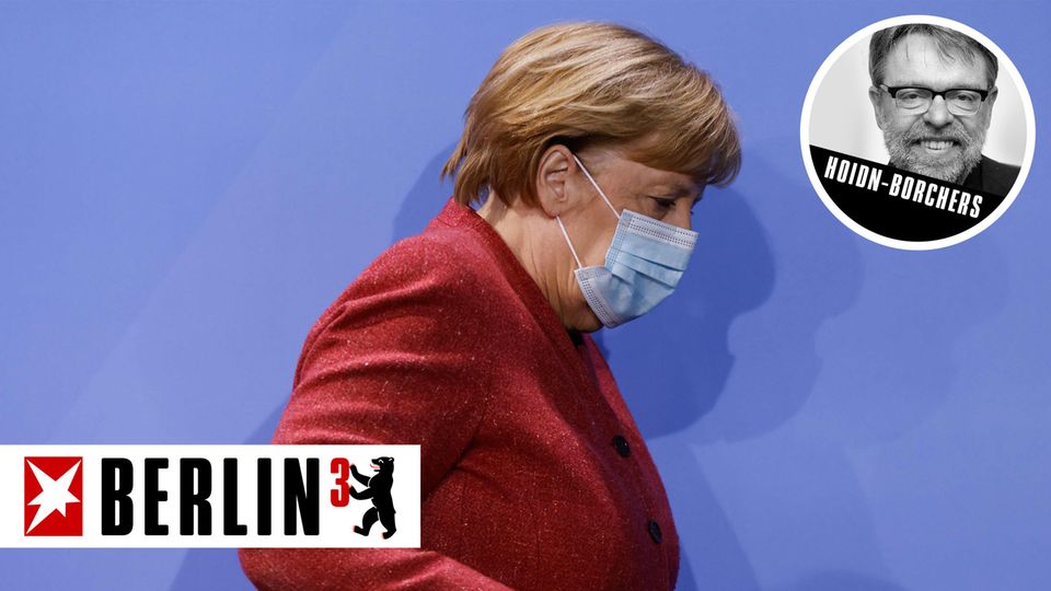 Angela Merkel nach der Pressekonferenz in Berlin