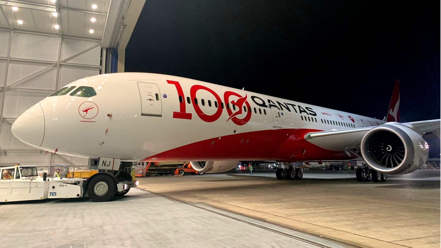 Bild 1 von 17 der Fotostrecke zum Klicken:  In Erinnerung an die Firmengründung vor 100 Jahren: hat diese Boeing 787 eine Jubiläumsbemalung erhalten.
