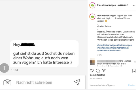 "Hey. Gut siehst du aus! Suchst du neben einer Wohnung auch noch wen zum Vögeln? Ich hätte Interesse? ;)"