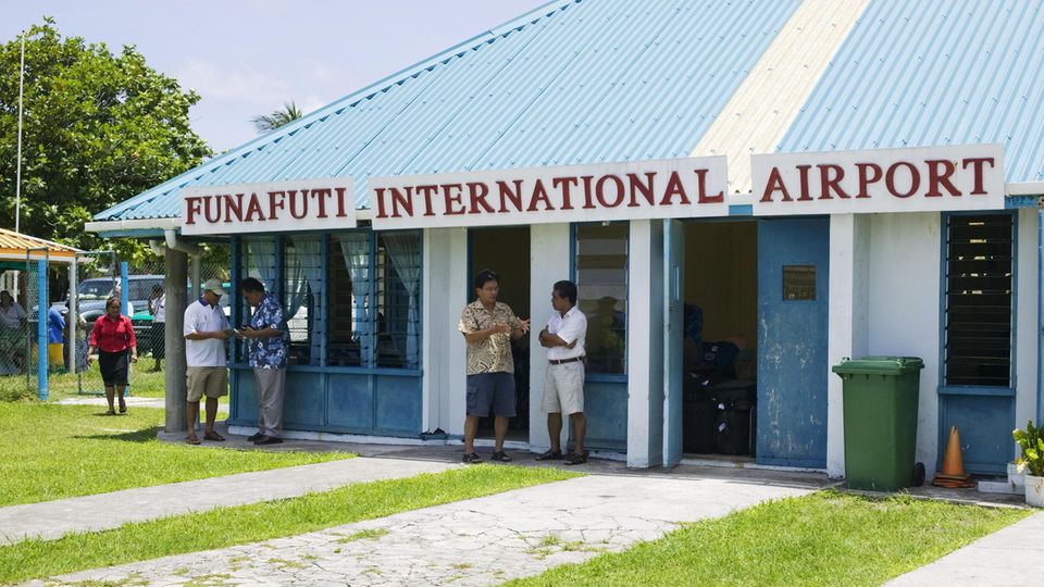 Funafuti, der Hauptstadt des Inselstaats Tuvalu, eines der wenigen Länder
