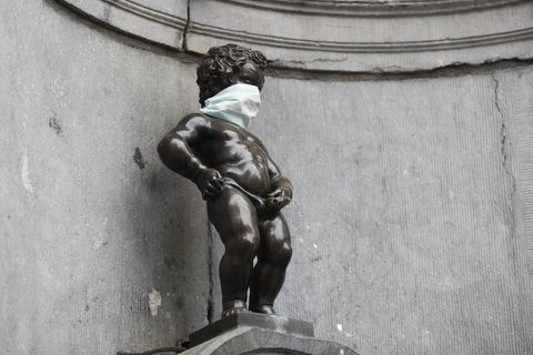 Manneken Pis in Belgiens Hauptstadt Brüssel während der Coronavirus-Pandemie
