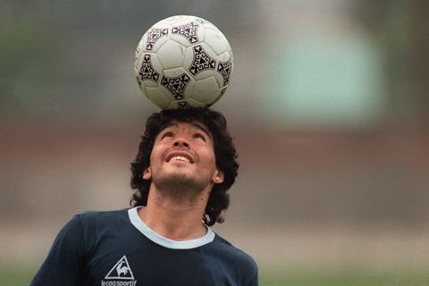 Diego Maradona während einer Trainingseinheit vor der WM 1986, die er mit Argentinien gewann