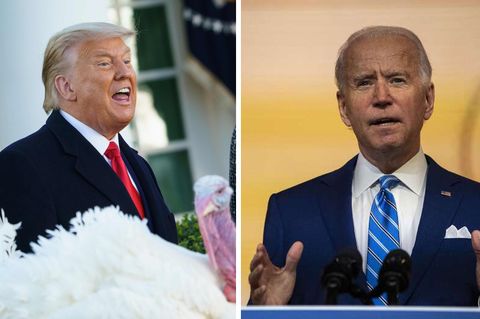 Donald Trump begnadigt zum letzten Mal Truthähne, während Joe Biden vor großen Familienfeiern warnt.