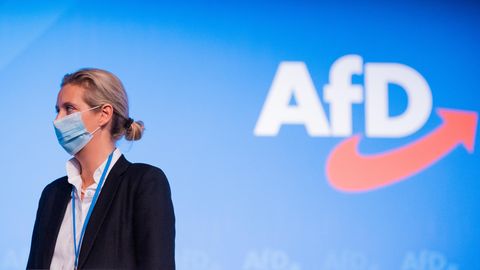 Alice Weidel, stellvertretende Bundessprecherin der AfD, steht beim Bundesparteitag in Kalkar