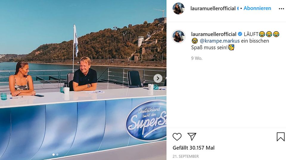 Laura Müller und Markus Krampe bei den Dreharbeiten zu DSDS im September