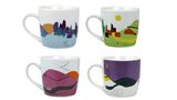 Four Moments of the day, made.com, ca. 15 Euro  Für jede Tageszeit die passende Tasse: Das geht mit diesem Set aus vier Tassen. Die hübschen Drucke lassen sich aber nicht nur zu unterschiedlichen Tageszeiten nutzen. Wer mag, kann sie auch als Set auf die Kaffeetafel stellen. Und wem der Kaffee am Abend nicht so guttut, der kann auch getrost einen Tee aus der Abendtasse trinken.