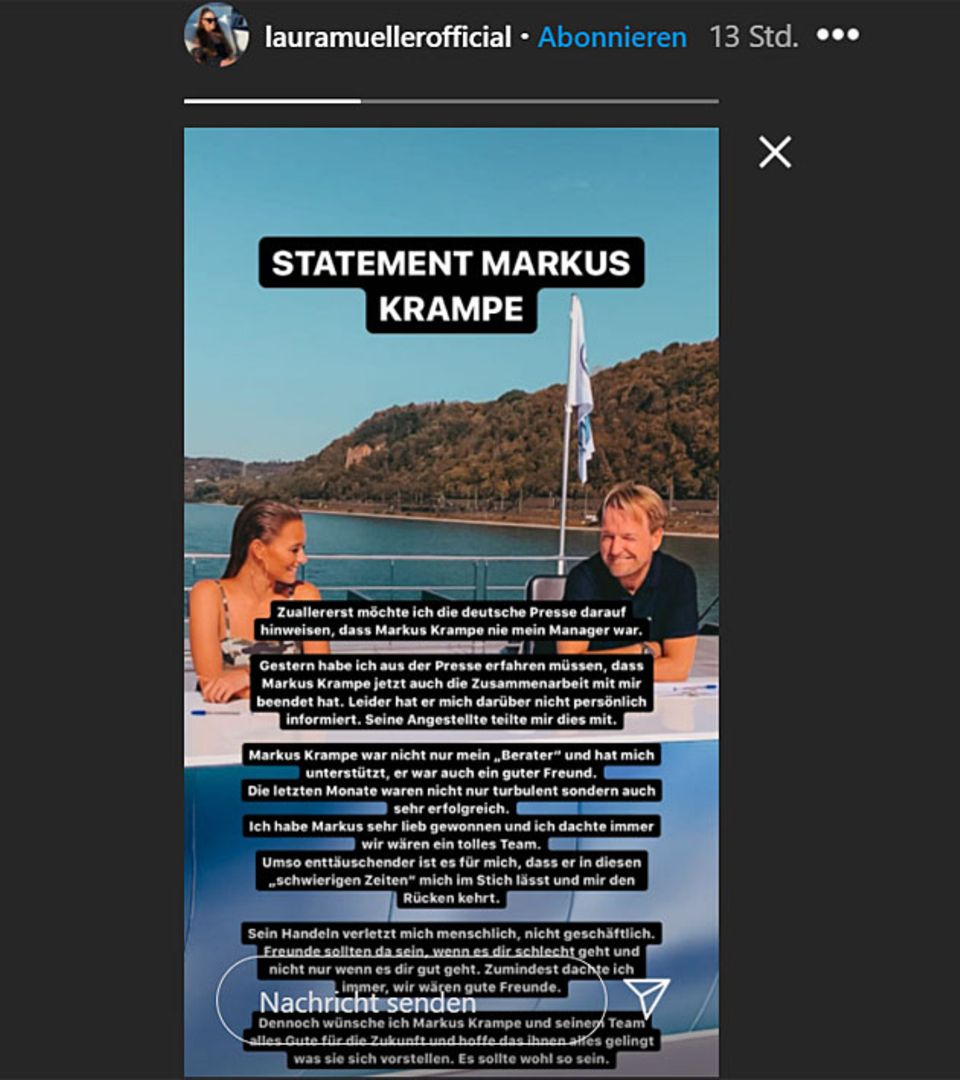 Laura Müller äußert sich zu Markus Krampe Laura Müller äußert sich zu Markus Krampe