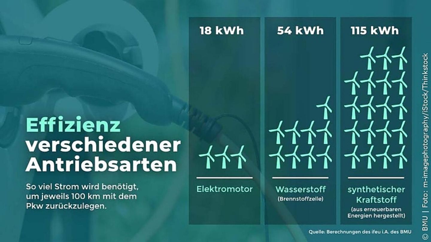 Die Effizienz von Antriebsarten laut Umweltministerium