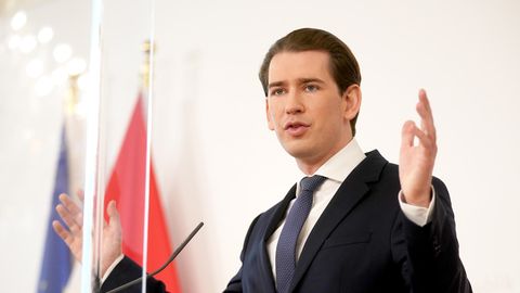 Österreichs Bundeskanzler Sebastian Kurz bei Coronavirus-Pressekonferenz