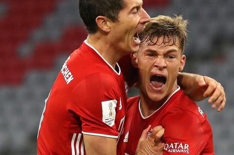 Spielentscheider: Kimmich (r.)  jubelt nach dem  3 : 2-Siegtreffer im Supercup gegen ­Borussia Dortmund