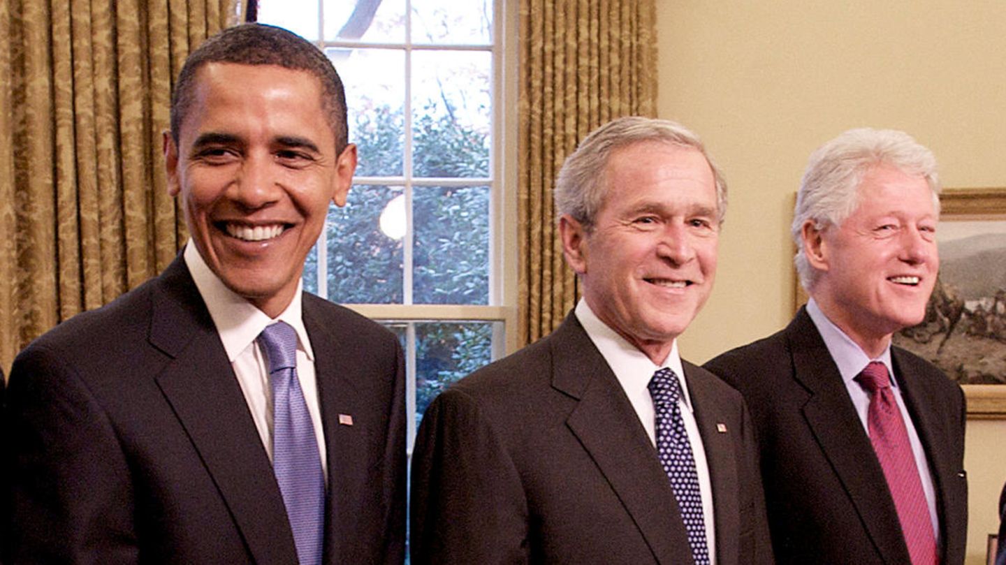 Barack Obama, George W. Bush und Bill Clinton (v.l.) wollen sich öffentlich gegen das Coronavirus impfen lassen