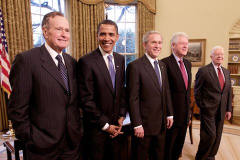 Barack Obama, George W. Bush und Bill Clinton (v.l.) wollen sich öffentlich gegen das Coronavirus impfen lassen