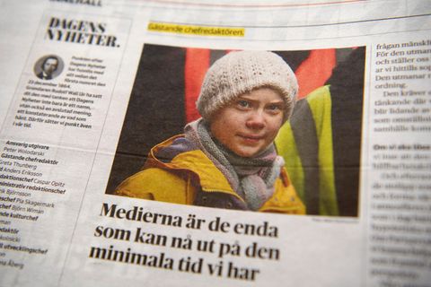 Thunberg Chefredakteurin bei schwedischer Tageszeitung: Thunberg ziert eine Seite des Zeitung "Dagens Nyheter"