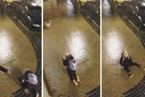 Blitzeis sorgt für Slapstick-Szenen auf den Straßen von Kiew