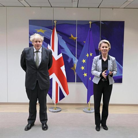 David Frost, Boris Johnson, Ursula von der Leyen und Michel Barnier