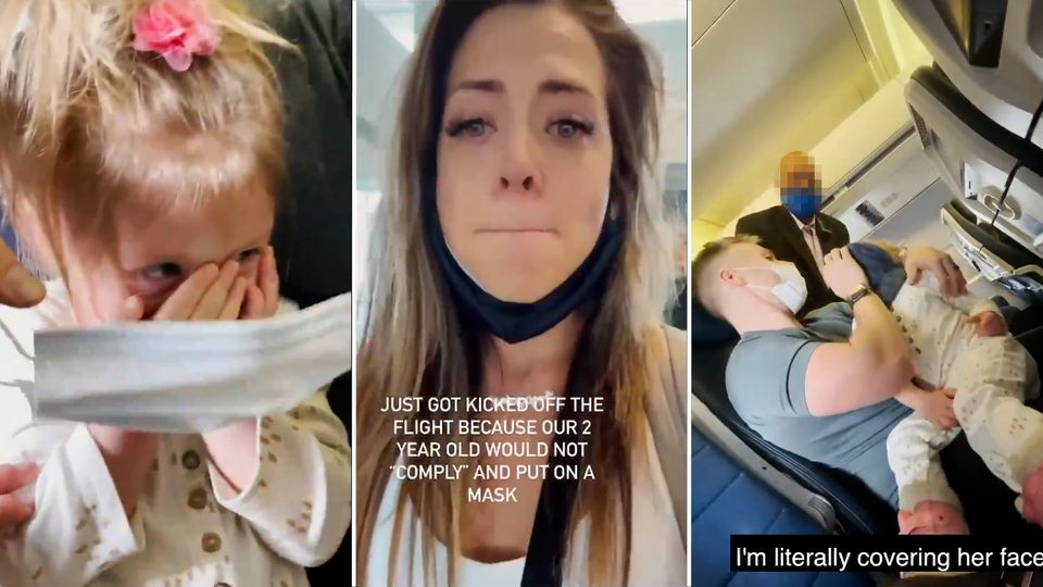 Zweijährige weigert sich Maske zu tragen: Familie wird aus Flugzeug geworfen Zweijährige weigert sich Maske zu tragen: Familie wird aus Flugzeug geworfen