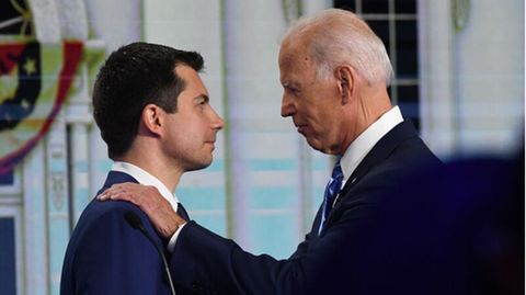 Ehemalige Rivalen: Pete Buttigieg (L) und Joe Biden (R).
