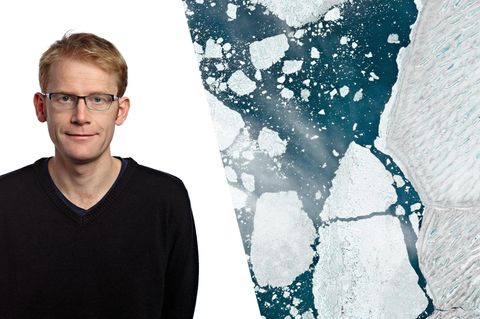 Will Marshall und die Satellitenaufnahme einer gebrochenen Eisscholle